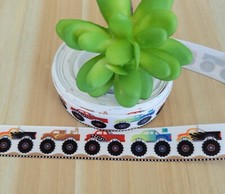 7/8" 1 YD Monster Truck Grosgrain Ribbon Monster Jam Truck Racing Hot Wheel