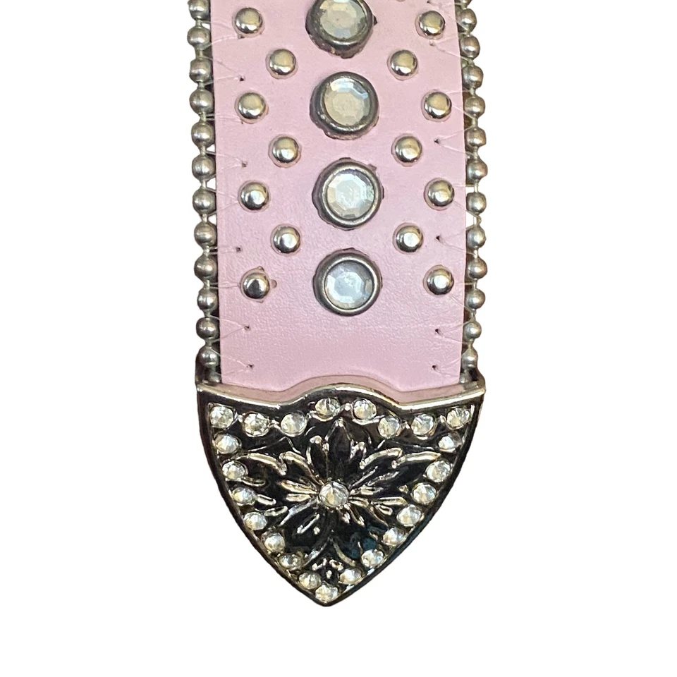 Pink Cowgirl Studded Rhinestone Embellished Belt Western Buckle 32-34 Waist - Image 4 of 4