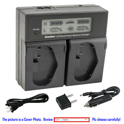 Kastar Battery LCD Dual Fast Charger for Canon LP-E4 LP-E4N LPE4 LPE4N Battery