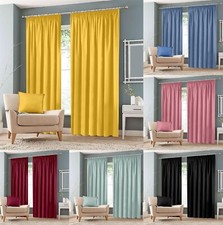 Luxury Blackout Curtains Pencil Pleat Top Energy Saving Thermal Curtain Panels
