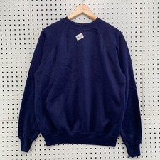 Vintage 100 Creslan Crew Neck Sweatshirt Navy Blue Sports Action Adult L 21x26