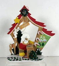 Vintage Emgee Schmid 1983 Santa’s Toy Workshop Wood Ornament Christmas