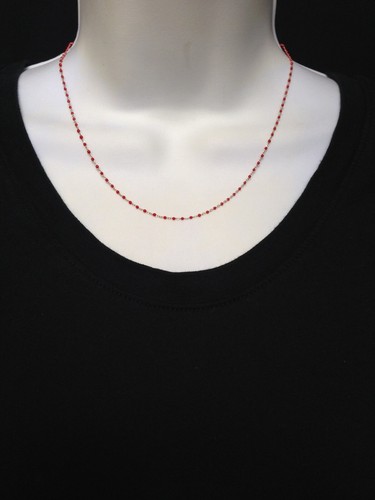 925 Sterling Silver Red Bead Station Beaded Necklace Dainty 1mm 16-18" Gold - 第 9/10 張圖片
