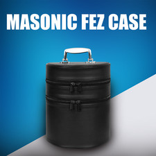 Masonic Fez Case - Imitation Black Leather with Silver Handle  2 Compartments