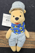 Winnie The Pooh Choo Choo Pooh Disney Store Plush Bean Bag 8" Train Conductor