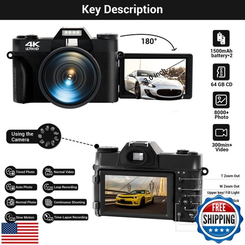 4K Digital Camera for Photography Autofocus 56MP 16X Digital Zoom with WiFi 3 - Picture 4 of 5