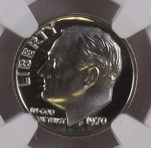1970 No-S NGC PR69 CAMEO $3,750-CDN✅ Pop Top ✅ KEY DATE Proof Roosevelt Dime 10C