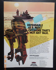 1973 Mercury Outboard motor 85hp fishing boat print AD Trojan Yacht Lancaster PA