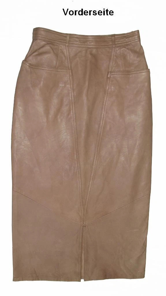 Calf Long Narrow Leather Skirt Skirt From Smooth Leather IN Beige Approx. Size