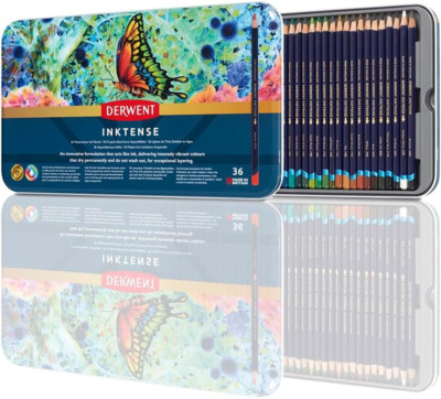 Inktense Color Pencils, 36-Piece Tin Set, 4Mm round Core, Watercolor Drawing