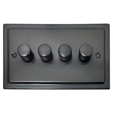 G&H TBB524 Trimline Plate Black Bronze 4 Gang 1 or 2 Way LED Dimmer Switch