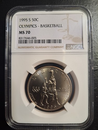 1995 S OLYMPICS BASKETBALL COMMEMORATIVE HALF DOLLAR 50C NGC MS70 BROWN LABEL