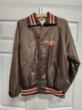 Vintage GEM Sportswear Mens Bomber Jacket Brown Orange Nylon Snap USA Made Sz L