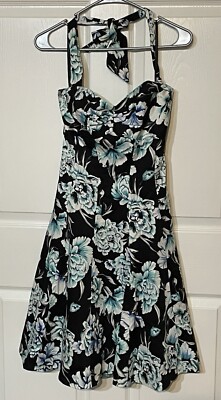 White House Black Market Pin-up Size 8 Floral Halter Dress W/ Removable Straps