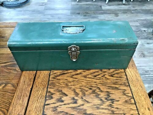 Cassetta degli attrezzi vintage in acciaio Union made in metallo fatica da pesca lunga 19 - Foto 3 di 12