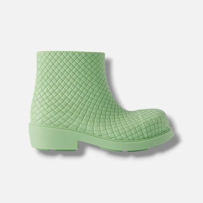Bottega Veneta Women's Green Pudding Woven Rubber Boots Size 11E