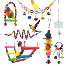 Toys,7 Pcs Colorful Bird Toys for Parakeets,Pet 7.4 inches, various