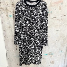 Tory Burch Julia Silk Shift Dress Small - Black White Long Sleeve Lightweight
