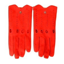 Scuderia Ferrari Red 100% Suede Leather Driving Gloves sz XL