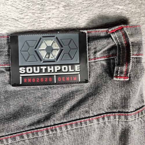 South Pole Jean Shorts 37X14 (Tag 36) Black/Gray Baggy Y2K - Picture 12 of 14
