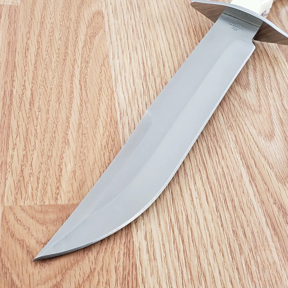 Cuchillo fijo Katz Alamo Bowie 10" XT-75 hoja completa de acero blanco mango Micarta Foto 4 de 4