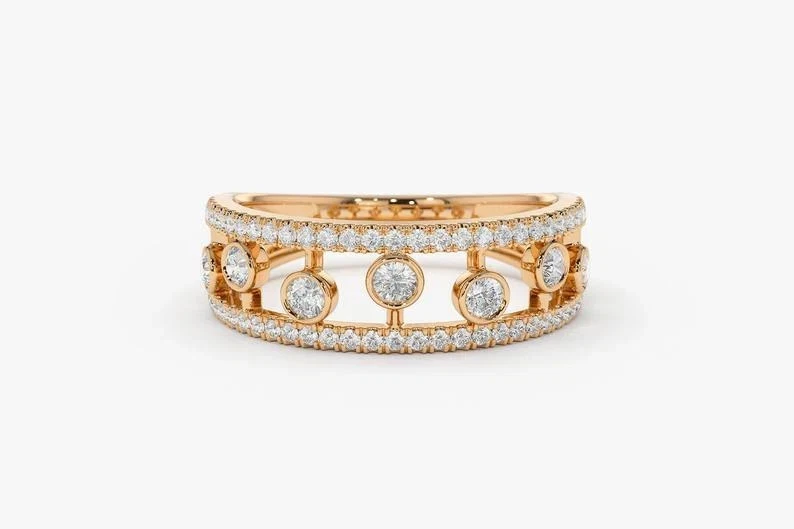 Round Cut 1.15 Ct Lab-Created White Diamond Wedding Ring 14K Yellow Gold Plated - Image 2 of 3