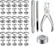 200 Pieces Stainless Steel Snap Fastener Kit,  15mm Heavy Duty Snap Button Pr...