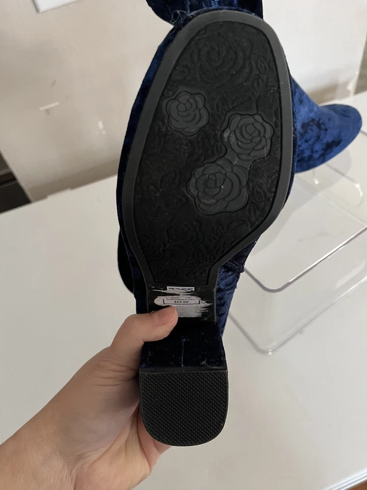 Carlos Santana Azul Real Terciopelo Tacón Bloque Cremallera Botines Mujer Talla 6 Foto 4 de 4