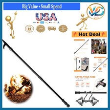 46 Inch Stainless Steel Fire Poker for Fire Pit Camping Fireplace Black