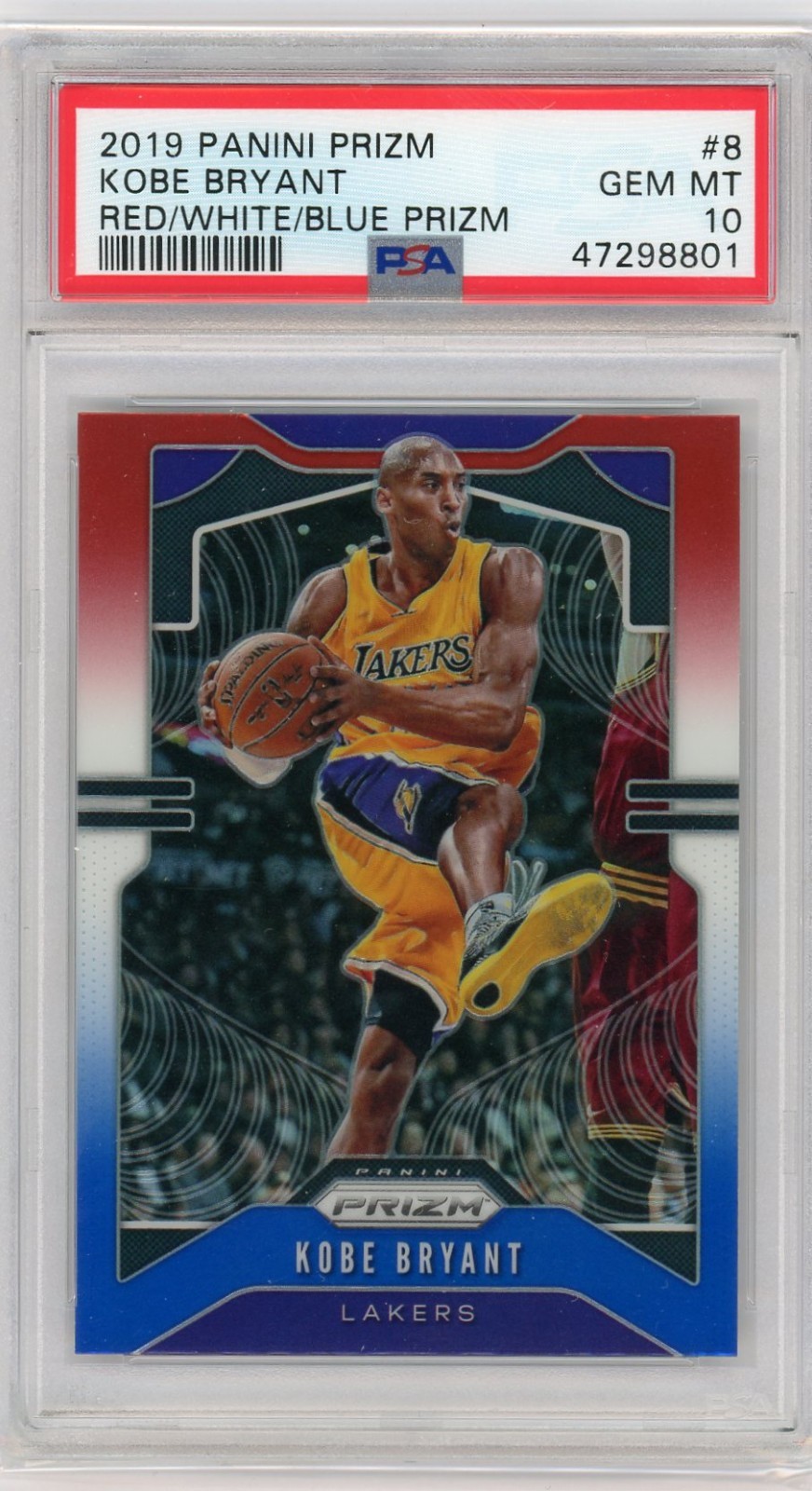 2019 PANINI PRIZM RED/WHITE/BLUE PRIZM #8 KOBE BRYANT PSA 10