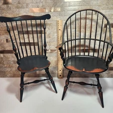 Lot of 2 Vintage Miniature Windsor Arm Chair Salesman's Sample Riverbend Company