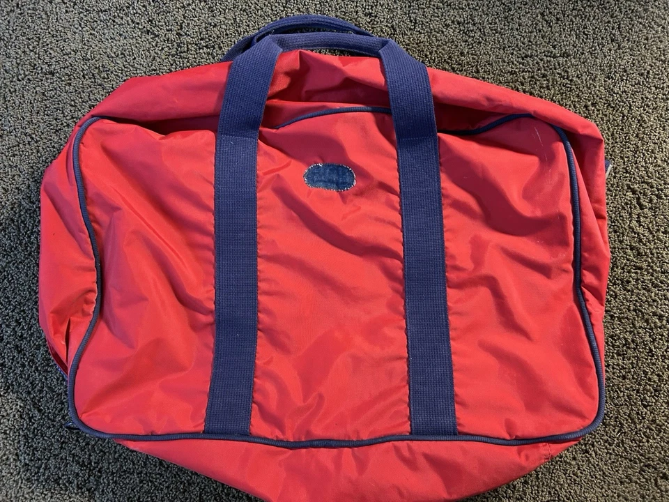 De Colección Lands End Faro Bolso de Hombro Maleta de Viaje Rojo Azul Marino Hecho en EE. UU. Foto 2 de 4
