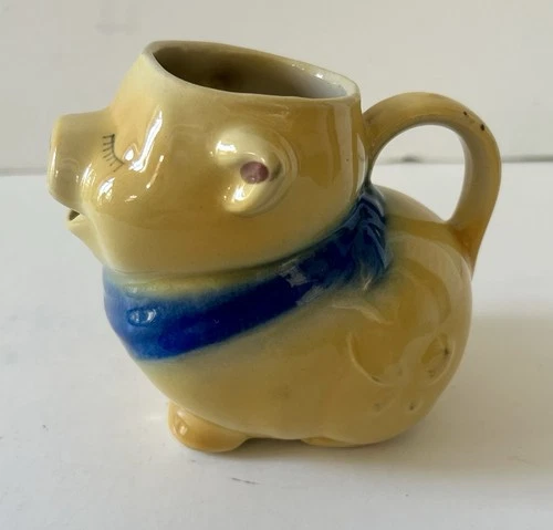 Vintage Shawnee USA Ceramic Yellow Pig Pitcher Creamer 5x5”