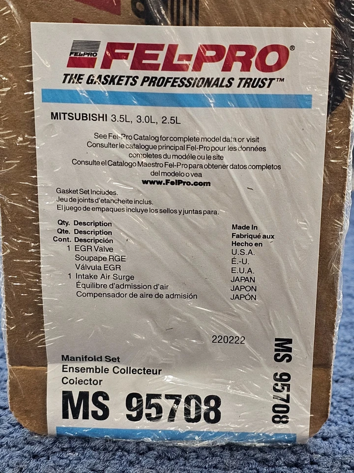 Junta plenum de inyección de combustible Fel-Pro MS 95708 para Mitsubishi Eclipse 2000-2005 Foto 2 de 4