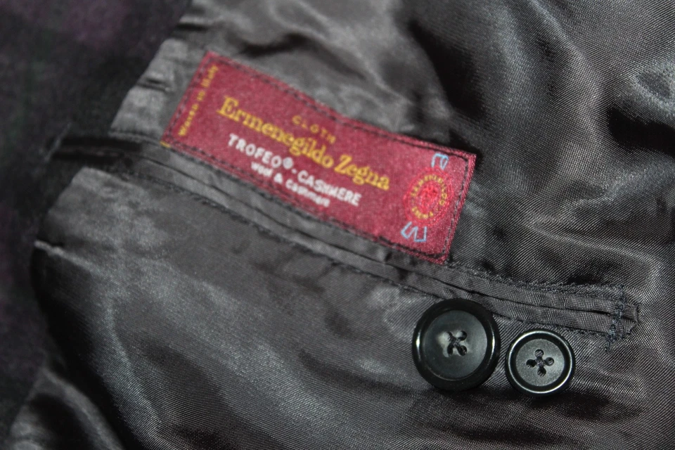 Chaqueta Blazer Ermenegildo Zegna Trofeo Lana Cachemira Púrpura Cuadros 44 R Hong Kong Foto 2 de 4