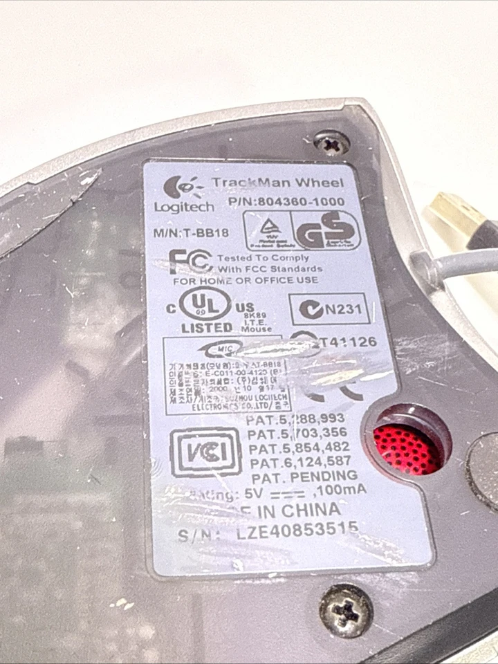 Logitech Trackman Wheel Mouse Optical T-BB18 WORKING 804360-1000/Read - Image 4 of 4