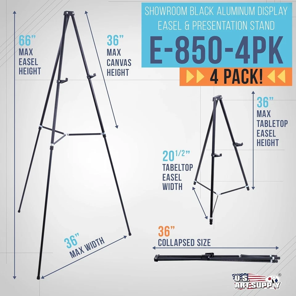 Large Black Telescoping Easel Stand 4 Pack - Image 4 of 4