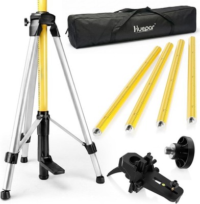 Huepar LP36A 12 Ft Laser Level Pole Tripod 1/4in 5/8in Adapter #R035