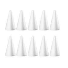 10Pcs Durable DIY White Foam Cones for Children Crafting Christmas Decorations