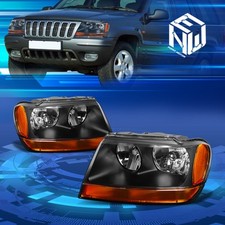 For 99-04 Jeep Grand Cherokee Wj Blackamber Signal Headlights Lamps Replacement For 99-04 Jeep Grand Cherokee Wj Blackamber Signal Headlights Lamps Replacement