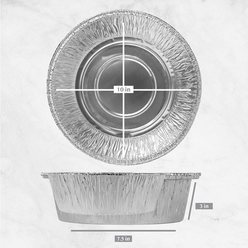 10'' Inch Round Deep Tin Foil Pans Disposable Aluminum, Freezer & Oven Safe -... - Picture 2 of 6