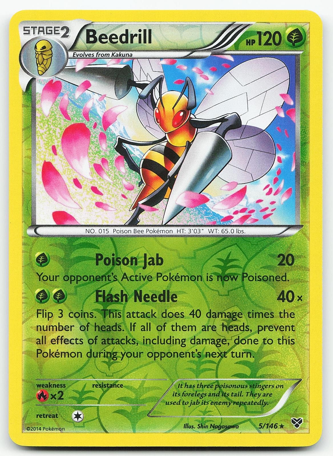 Pokemon Beedrill 5/146 XY Base Set Rare Reverse Holo NM