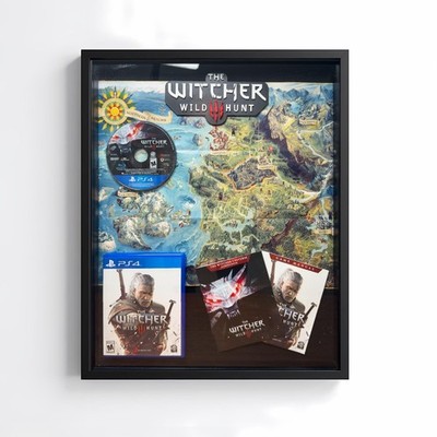 The Witcher 3 PS4 Framed Shadowbox Display Authentic Game Disc Map Gamer Decor