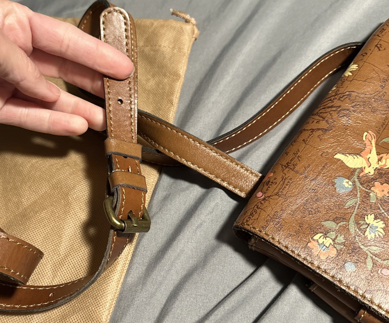 Patricia Nash Granada Floral Map Print  Leather Crossbody Shoulder Bag RARE image 7