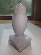 Degenhart Dirty Off White Light Grey Glass Owl NICE