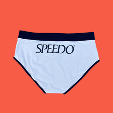 Speedo Men white Retro old school swim Brief swimwear size 30 32 34 36