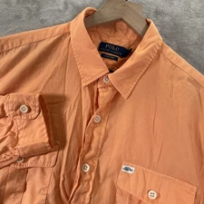 POLO Ralph Lauren Men's Beach Twill Long Sleeve Pockets Orange Shirt Large XL