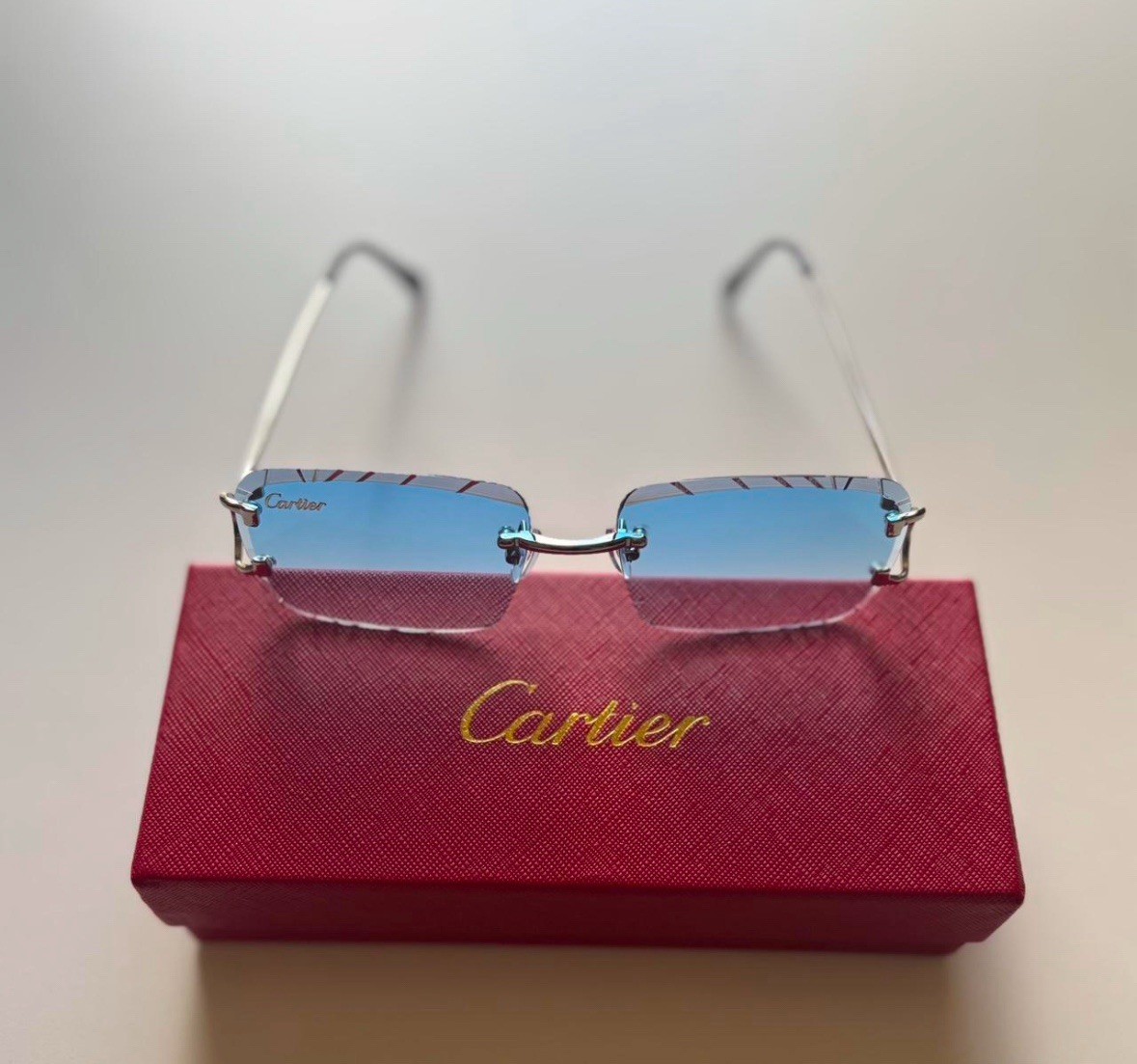 Vintage Cartier rimless sunglasses with BIG C decor Piccadilly Pop Smoke style-image