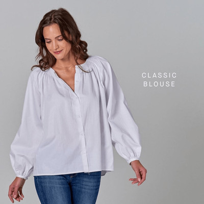 Tucker NYC Classic Blouse MD Tucker White in Lightweight Cotton Button Down