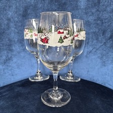 Libbey Arby's White Christmas Winter Village Wine Glasses Set of 8 — listing 2